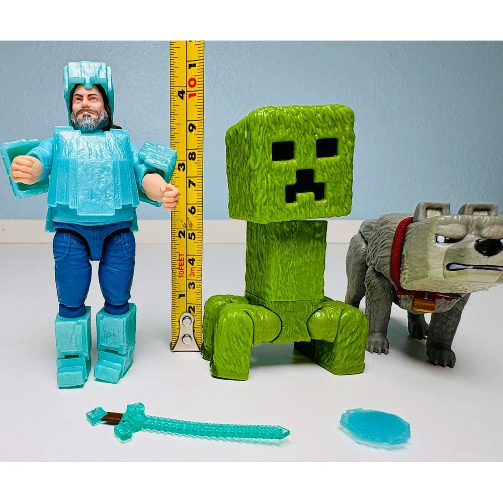 Minecraft Jack Black Steve Creeper Wolf Action Figure Set Mattel gamer
